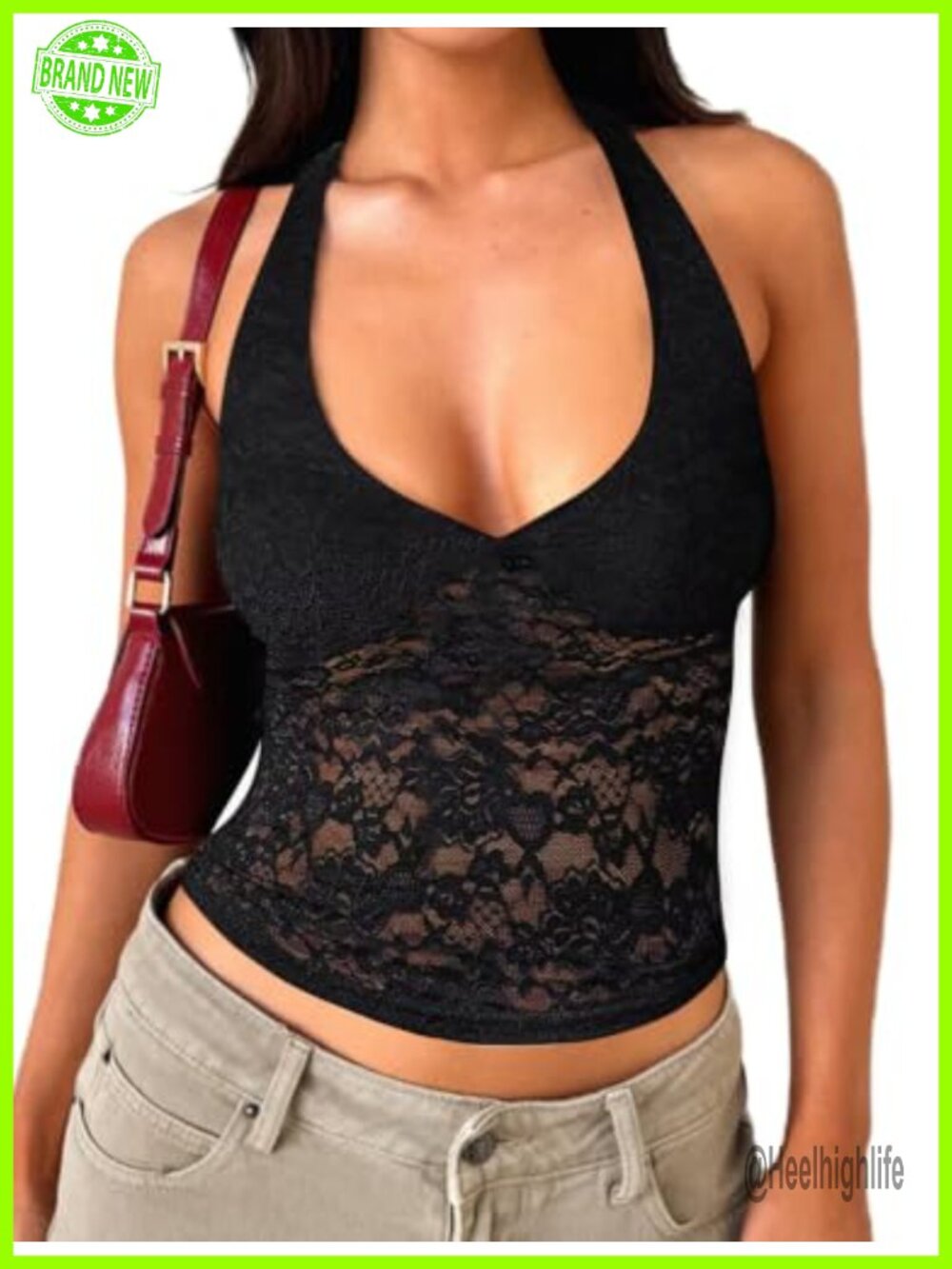 Lace Halter Crop Top Y2K Going Out Sleeveless Backless Tank